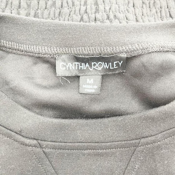 Cynthia Rowley Black Sweatshirt Smocked Ruffle Bottom Crewneck Pullover Top - Picture 4 of 4